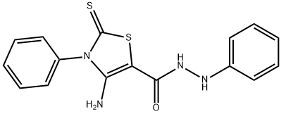 4-Amino-3-phenyl-2-thioxo-2,3-dihydro-5-thiazolecarboxylic acid 2-phen ylhydrazide 化学構造式