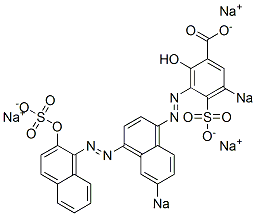 2-Hydroxy-3-[[4-[(2-hydroxy-1-naphthalenyl)azo]-6-sodiosulfo-1-naphthalenyl]azo]-5-sodiosulfobenzoic acid sodium salt Struktur