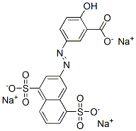 2-Hydroxy-5-[(4,8-disulfo-2-naphtyl)azo]benzoic acid trisodium salt Struktur