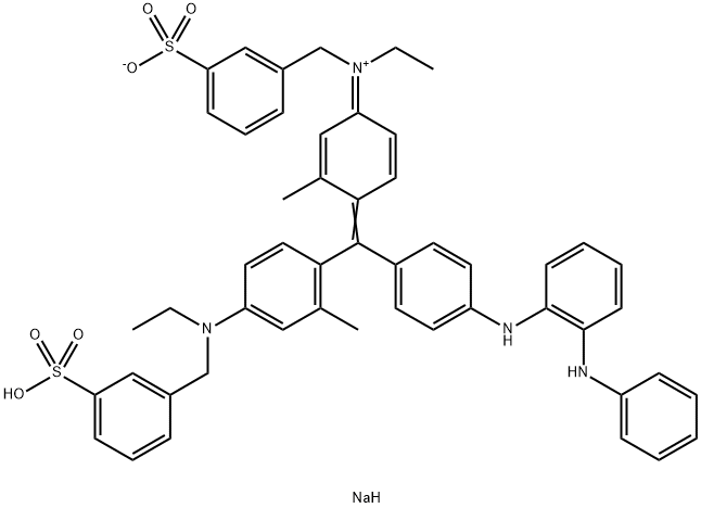 N-Ethyl-N-[4-[[4-[N-ethyl-N-(3-sodiosulfobenzyl)amino]-2-methylphenyl][4-[[2-(phenylamino)phenyl]amino]phenyl]methylene]-3-methyl-2,5-cyclohexadien-1-ylidene]-3-sulfonatobenzenemethanaminium Struktur