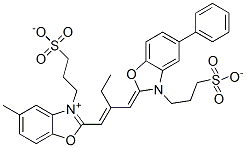 hydrogen 5-methyl-2-[2-[[5-phenyl-3-(3-sulphonatopropyl)-3H-benzoxazol-2-ylidene]methyl]but-1-enyl]-3-(3-sulphonatopropyl)benzoxazolium,64722-50-5,结构式