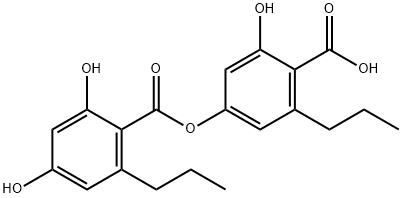 2,4-Dihydroxy-6-propylbenzoic acid (4-carboxy-3-hydroxy-5-propylphenyl) ester,64756-85-0,结构式