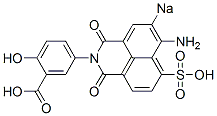 5-(6-Amino-1,3-dioxo-5-sodiosulfo-1H-benzo[de]isoquinoline-2(3H)-yl)-2-hydroxybenzoic acid 结构式