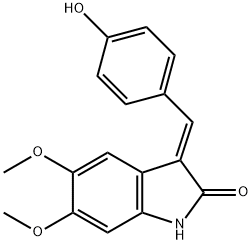 (E)-5,6-Dimethoxy-3-(4-hydroxybenzylidene)-1H-indolin-2-one 结构式