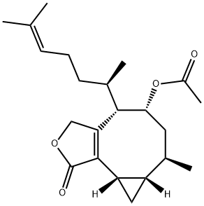 5-Acetoxy-4-(1,5-dimethyl-4-hexenyl)-3,4,5,6,7,7a,8,8a-octahydro-7-methyl-1H-cyclopropa[3,4]cycloocta[1,2-c]furan-1-one Structure