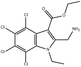 1H-Indole-3-carboxylic acid, 2-aminomethyl-1-ethyl-4,5,6,7-tetrachloro -, ethyl ester Structure