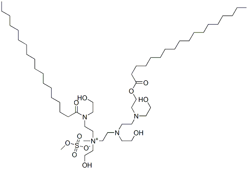 Ethanaminium, N-(2-hydroxyethyl)-N-[2-[(2-hydroxyethyl)[2-[(2-hydroxyethyl)[2-[(1-oxooctadecyl)oxy]ethyl]amino]ethyl]amino]ethyl]-2-[(2-hydroxyethyl)(1-oxooctadecyl)amino]-N-methyl-, methyl sulfate (salt) Structure
