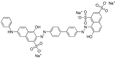 7-ヒドロキシ-8-[[4'-[[1-ヒドロキシ-6-(フェニルアミノ)-3-スルホ-2-ナフチル]アゾ]-1,1'-ビフェニル-4-イル]アゾ]-1,3-ナフタレンジスルホン酸三ナトリウム 化学構造式