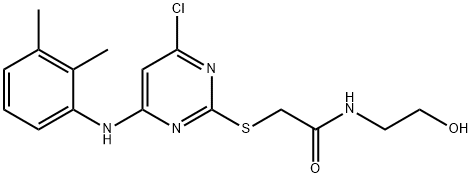 N-(2-ヒドロキシエチル)-2-[[4-クロロ-6-[(2,3-ジメチルフェニル)アミノ]-2-ピリミジニル]チオ]アセトアミド 化学構造式