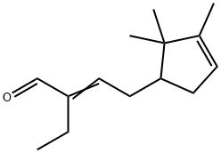 2-ethyl-4-(2,2,3-trimethyl-3-cyclopenten-1-yl)-2-butenal, 65114-02-5, 结构式