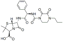 (2S,5R,6R)-6-[[(R)-[[(2,3-Dioxo-4-propylpiperazin-1-yl)carbonyl]amino]phenylacetyl]amino]-3,3-dimethyl-7-oxo-4-thia-1-azabicyclo[3.2.0]heptane-2-carboxylic acid,65125-88-4,结构式