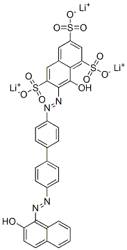 8-ヒドロキシ-7-[[4′-[(2-ヒドロキシ-1-ナフタレニル)アゾ][1,1′-ビフェニル]-4-イル]アゾ]-1,3,6-ナフタレントリス(スルホン酸リチウム) 化学構造式