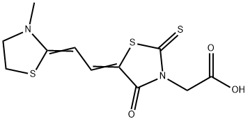 5-[(3-甲基噻唑烷-2-亚基)乙亚基]-4-氧代-2-硫酮噻唑烷-3-乙酸,65152-09-2,结构式