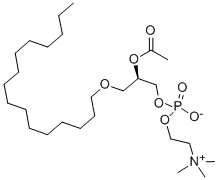 Β-アセチル-Γ-O-アルキル-L-Α-ホスファチジルコリン ウシ心臓レシチン由来 化学構造式