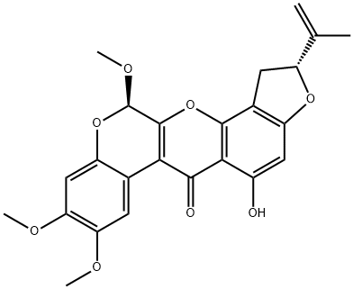 (2R,12S)-1,2-Dihydro-5-hydroxy-8,9,12-trimethoxy-2-(1-methylvinyl)[1]benzopyrano[3,4-b]furo[2,3-h][1]benzopyran-6(12H)-one Structure