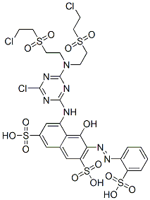 5-[[4-[Bis[2-[(2-chloroethyl)sulfonyl]ethyl]amino]-6-chloro-1,3,5-triazin-2-yl]amino]-4-hydroxy-3-[(2-sulfophenyl)azo]-2,7-naphthalenedisulfonic acid Structure