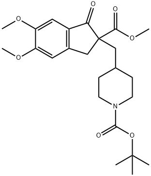1-t-BOC-[4-((5,6-diMethoxy-2-Methoxycarbonylindan-1-on)-2yl)
Methyl]piperidine Structure