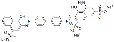 5-アミノ-4-ヒドロキシ-3-[[4'-[(1-ヒドロキシ-4-スルホ-2-ナフチル)アゾ]-1,1'-ビフェニル-4-イル]アゾ]-2,7-ナフタレンジスルホン酸三ナトリウム 化学構造式