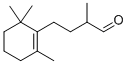 2-メチル-4-（2，6，6-トリメチル-1-シクロヘキセン-1-イル）ブタナール 化学構造式