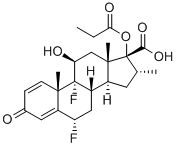6Α,9Α-二氟-11Β-羟基-16Α-甲基-3-氧代-17Α-(丙酰氧基)雄甾-1,4-二烯-17 Β-羧酸, 65429-42-7, 结构式