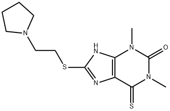8-[[2-(1-Pyrrolidinyl)ethyl]thio]-6,7-dihydro-1,3-dimethyl-6-thioxo-1H-purin-2(3H)-one Structure