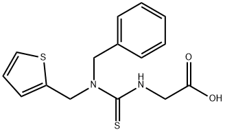 ({[benzyl(thien-2-ylmethyl)amino]carbonothioyl}amino)acetic acid 化学構造式