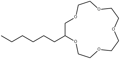 2-ヘキシル-1,4,7,10,13-ペンタオキサシクロペンタデカン 化学構造式