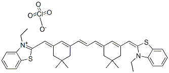 3-ethyl-2-[[3-[3-[3-[(3-ethyl-3H-benzothiazol-2-ylidene)methyl]-5,5-dimethylcyclohex-2-en-1-ylidene]prop-1-enyl]-5,5-dimethylcyclohex-2-en-1-ylidene]methyl]benzothiazolium perchlorate,65767-27-3,结构式