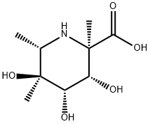2-Piperidinecarboxylic acid, 3,4,5-trihydroxy-2,5,6-trimethyl-, (2R,3S,4S,5S,6S)- (9CI) Struktur