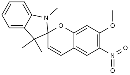 1',3'-dihydro-7-methoxy-1',3',3'-trimethyl-6-nitrospiro[2H-1-benzopyran-2,2'-[2H]indole] ,6587-80-0,结构式