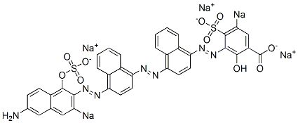 3-[[4-[[4-[(6-Amino-1-hydroxy-3-sodiosulfo-2-naphthalenyl)azo]-1-naphthalenyl]azo]-1-naphthalenyl]azo]-2-hydroxy-5-sodiosulfobenzoic acid sodium salt Structure