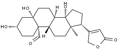 3β,5β,14β-トリヒドロキシ-19-オキソ-5β,14β-カルダ-20(22)-エノリド 化学構造式