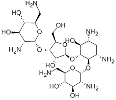 5-amino-2-(aminomethyl)-6-[5-[3,5-diamino-2-[3-amino-6-(aminomethyl)-4 ,5-dihydroxy-oxan-2-yl]oxy-6-hydroxy-cyclohexyl]oxy-4-hydroxy-2-(hydro xymethyl)oxolan-3-yl]oxy-oxane-3,4-diol, 66-86-4, 结构式