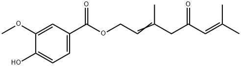 4-Hydroxy-3-methoxybenzoic acid 3,7-dimethyl-5-oxo-2,6-octadienyl ester,66067-33-2,结构式