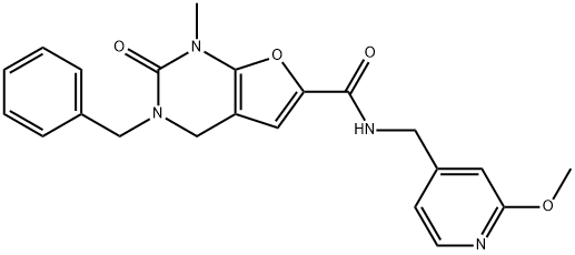 Furo[2,3-d]pyrimidine-6-carboxamide,  1,2,3,4-tetrahydro-N-[(2-methoxy-4-pyridinyl)methyl]-1-methyl-2-oxo-3-(phenylmethyl)- 化学構造式