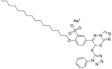 66209-67-4 sodium 2-(hexadecyloxy)-5-[7-[(1-phenyl-1H-tetrazol-5-yl)thio]-7H-1,2,4-triazolo[3,4-b][1,3,4]thiadiazin-6-yl]benzenesulphonate