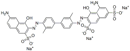 trisodium 5-amino-3-[[4'-[(7-amino-1-hydroxy-3-sulphonato-2-naphthyl)azo]-3,3'-dimethyl[1,1'-biphenyl]-4-yl]azo]-4-hydroxynaphthalene-2,7-disulphonate,66214-51-5,结构式