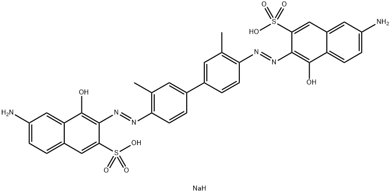 6-アミノ-3-[[4'-[[6-アミノ-1-ヒドロキシ-3-(ソジオオキシスルホニル)-2-ナフタレニル]アゾ]-3,3'-ジメチル[1,1'-ビフェニル]-4-イル]アゾ]-4-ヒドロキシ-2-ナフタレンスルホン酸ナトリウム 化学構造式