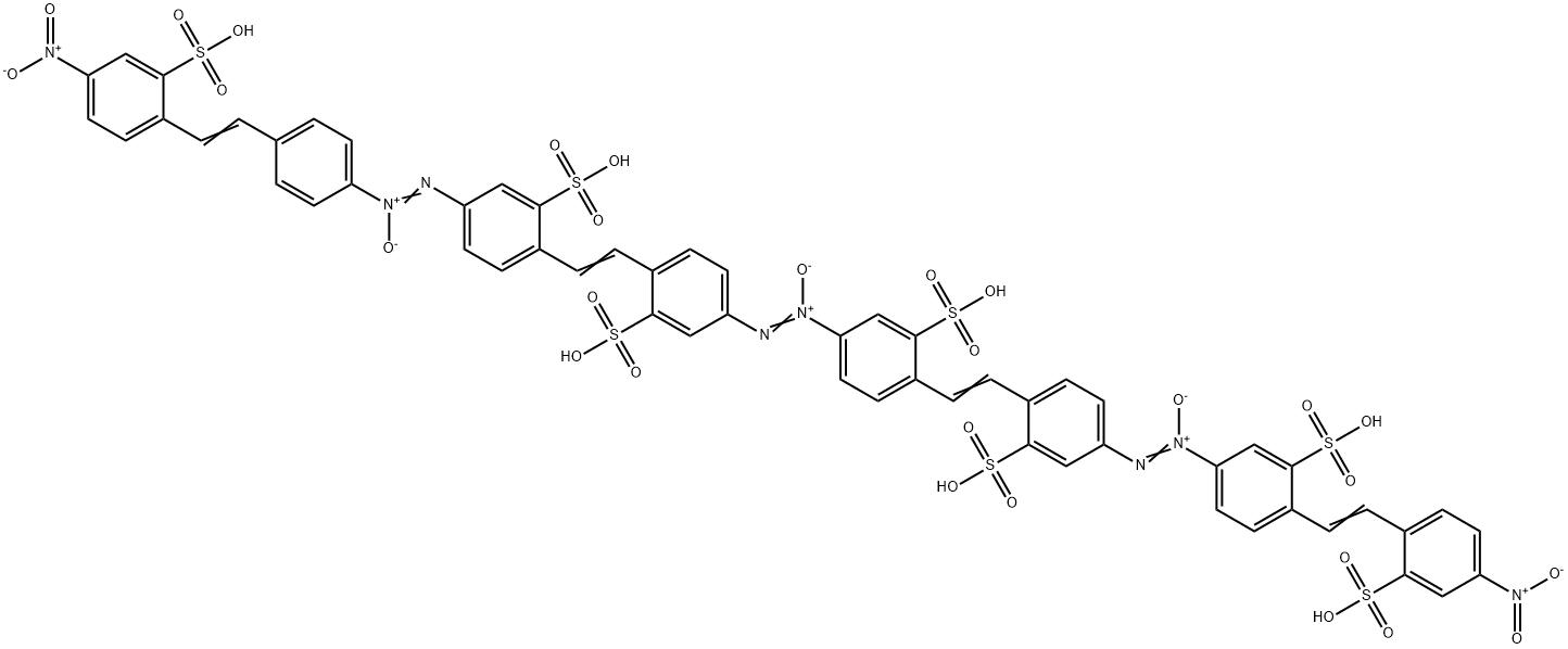 Benzenesulfonic acid, 5-[[4-[2-[4-[[4-[2-(4-nitro-2-sulfophenyl)ethenyl]phenyl]-ONN-azoxy]-2-sulfophenyl]ethenyl]-3-sulfophenyl]-NNO-azoxy]-2-[2-[4-[[4-[2-(4-nitro-2-sulfophenyl)ethenyl]-3-sulfophenyl]-ONN-azoxy]-2-sulfophenyl]ethenyl]-,66214-55-9,结构式