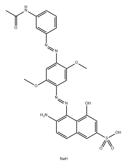 5-[[4-[[3-(アセチルアミノ)フェニル]アゾ]-2,5-ジメトキシフェニル]アゾ]-6-アミノ-4-ヒドロキシ-2-ナフタレンスルホン酸ナトリウム 化学構造式