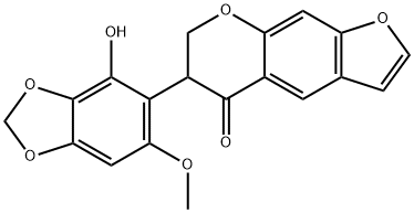6,7-ジヒドロ-6-(4-ヒドロキシ-6-メトキシ-1,3-ベンゾジオキソール-5-イル)-5H-フロ[3,2-g][1]ベンゾピラン-5-オン 化学構造式