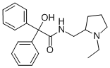 N-[(1-エチル-2-ピロリジニル)メチル]ジフェニルヒドロキシアセトアミド 化学構造式