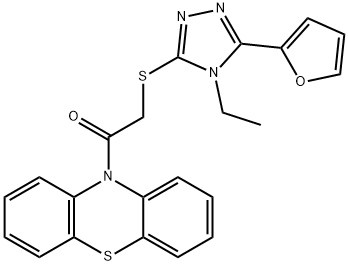 2-[[4-Ethyl-5-(2-furanyl)-4H-1,2,4-triazol-3-yl]thio]-1-(10H-phenothiazin-10-yl)-ethanone|2-[[4-Ethyl-5-(2-furanyl)-4H-1,2,4-triazol-3-yl]thio]-1-(10H-phenothiazin-10-yl)-ethanone