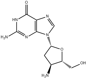 3'-アミノ-2',3'-ジデオキシグアノシン 化学構造式