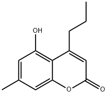5-ヒドロキシ-7-メチル-4-プロピル-2H-クロメン-2-オン 化学構造式