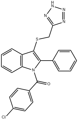 1-(4-クロロベンゾイル)-2-フェニル-3-[(1H-テトラゾール-5-イル)メチルチオ]-1H-インドール 化学構造式
