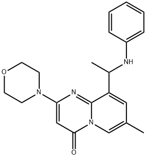 4H-PYRIDO[1,2-A]PYRIMIDIN-4-ONE, 7-METHYL-2-(4-MORPHOLINYL)-9-[1-(PHENYLAMINO)ETHYL]- Structure