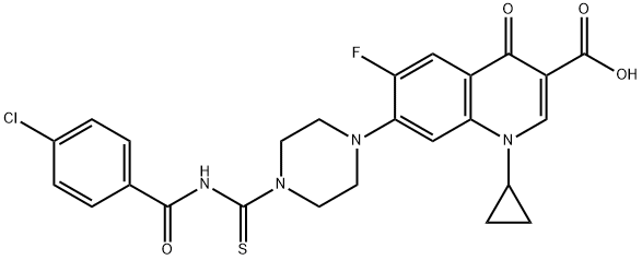 3-Quinolinecarboxylic acid, 7-[4-[[(4-chlorobenzoyl)aMino]thioxoMethyl]-1-piperazinyl]-1-cyclopropyl-6-fluoro-1,4-dihydro-4-oxo-,663938-44-1,结构式