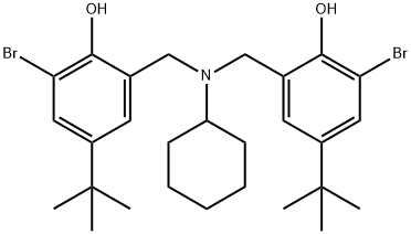 2-bromo-6-[[(3-bromo-2-hydroxy-5-tert-butyl-phenyl)methyl-cyclohexyl-a mino]methyl]-4-tert-butyl-phenol,6640-97-7,结构式