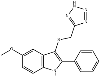5-Methoxy-2-phenyl-3-[(1H-tetrazol-5-yl)methylthio]-1H-indole Struktur